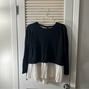 Fever Black Layered Sweatshirt with White Detail